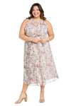 Plus Size Dresses Plus Size Printed Floral Midi Dress Ecru
