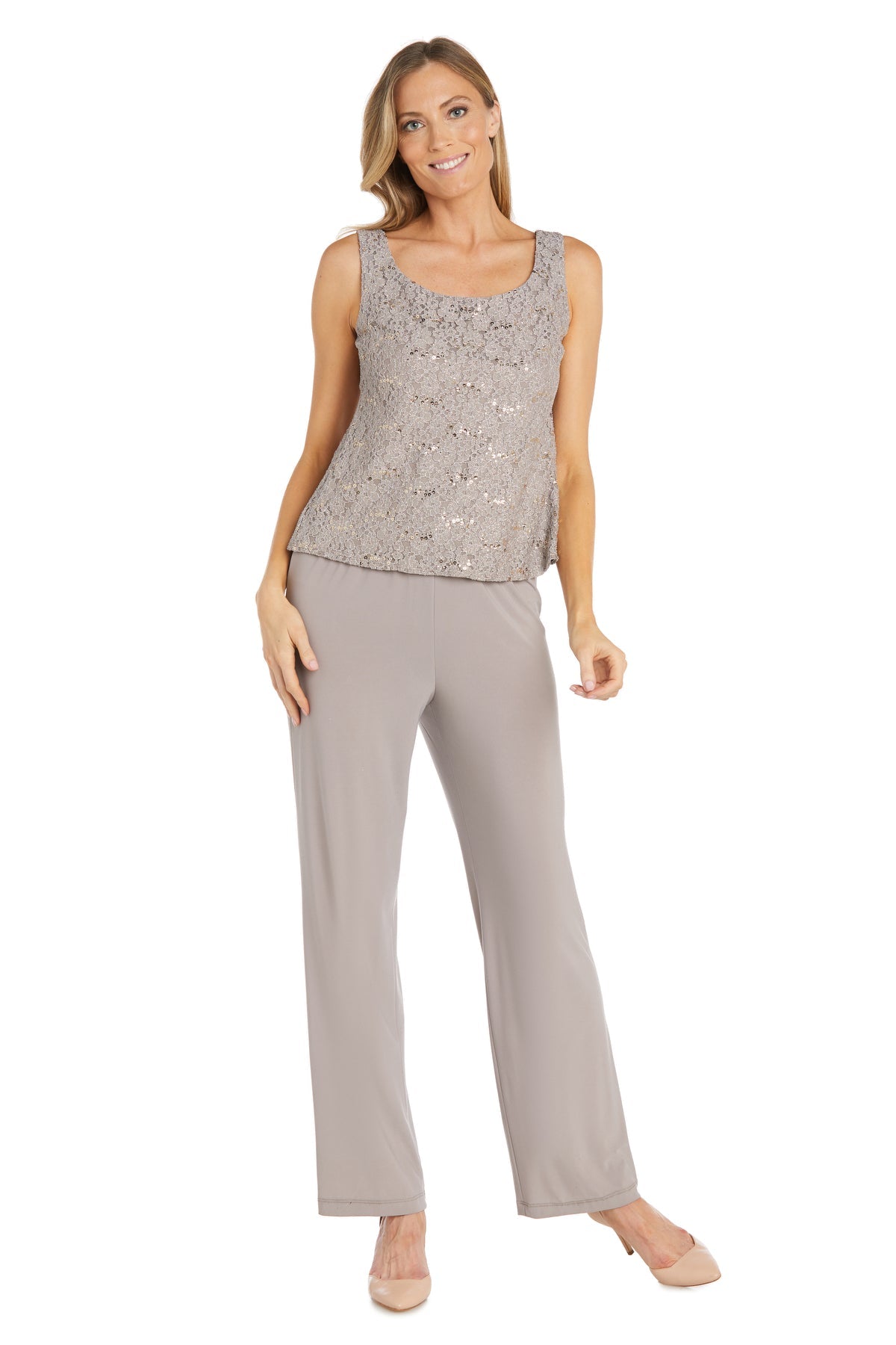 Pant Suit Long Formal Petite Lace Pant Suit Taupe
