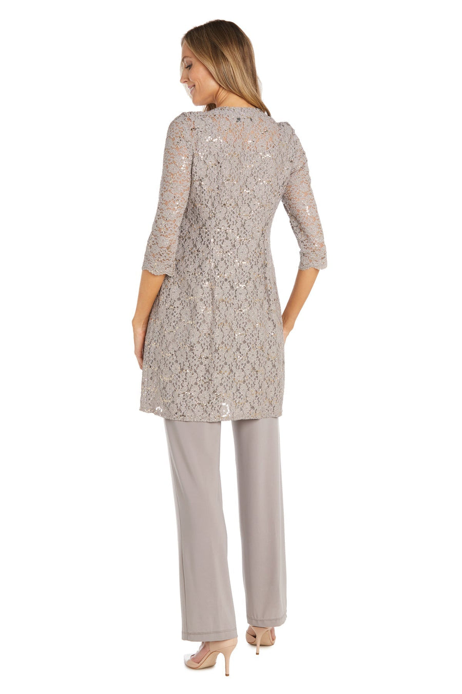 Pant Suit Long Formal Petite Lace Pant Suit Taupe