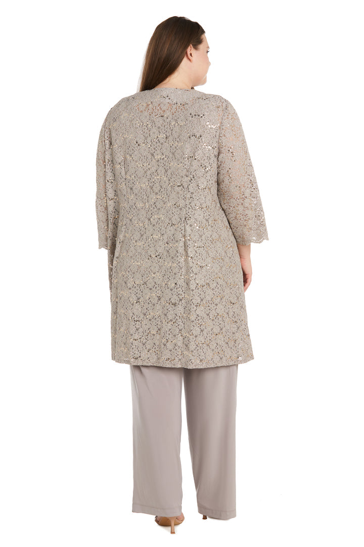 Pant Suit Mother of the Bride Plus Size Pearl Jacket Pant Suit Taupe