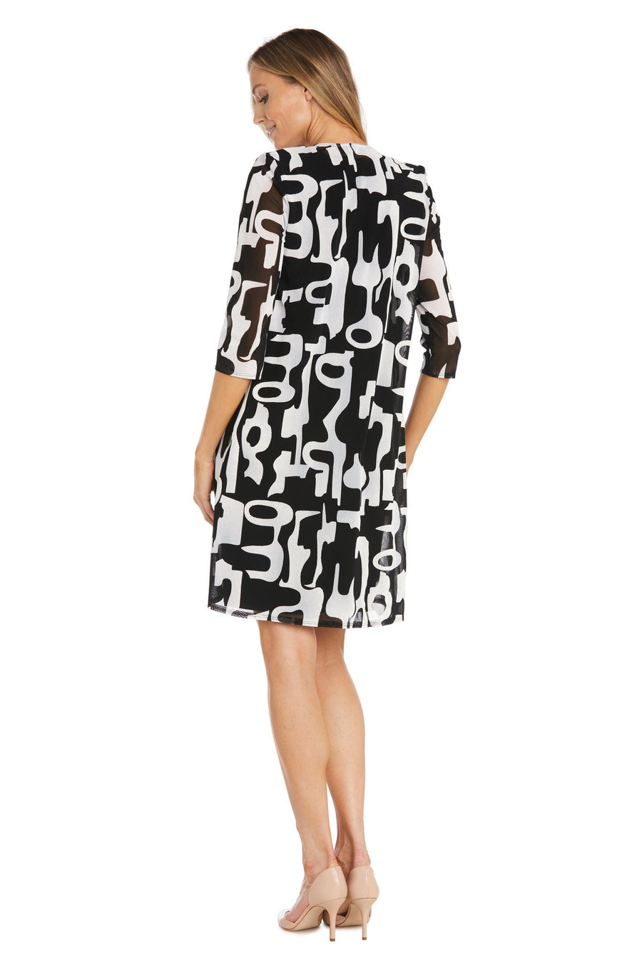 Mother of the Bride Dresses Mother of the Bride Short Printed Jacket Dress Black/White