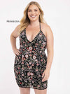 Plus Size Dresses Plus Size Short Fitted Floral Cocktail Dress Black