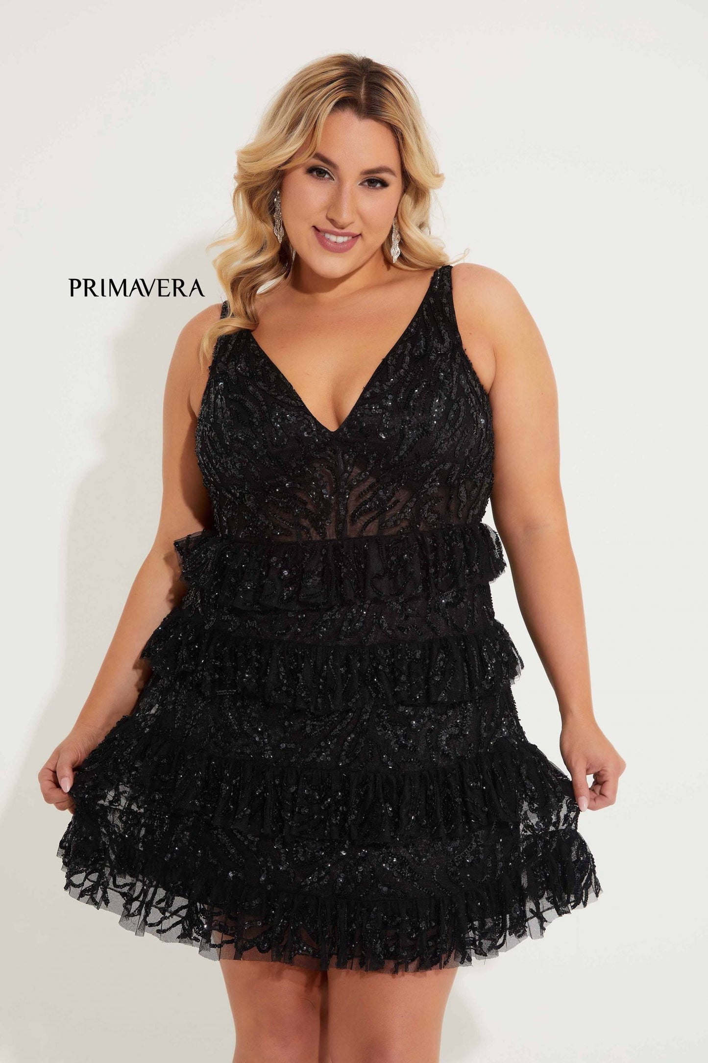 Plus Size Dresses Homecoming Plus Size Short Cocktail Sequin Dress Black