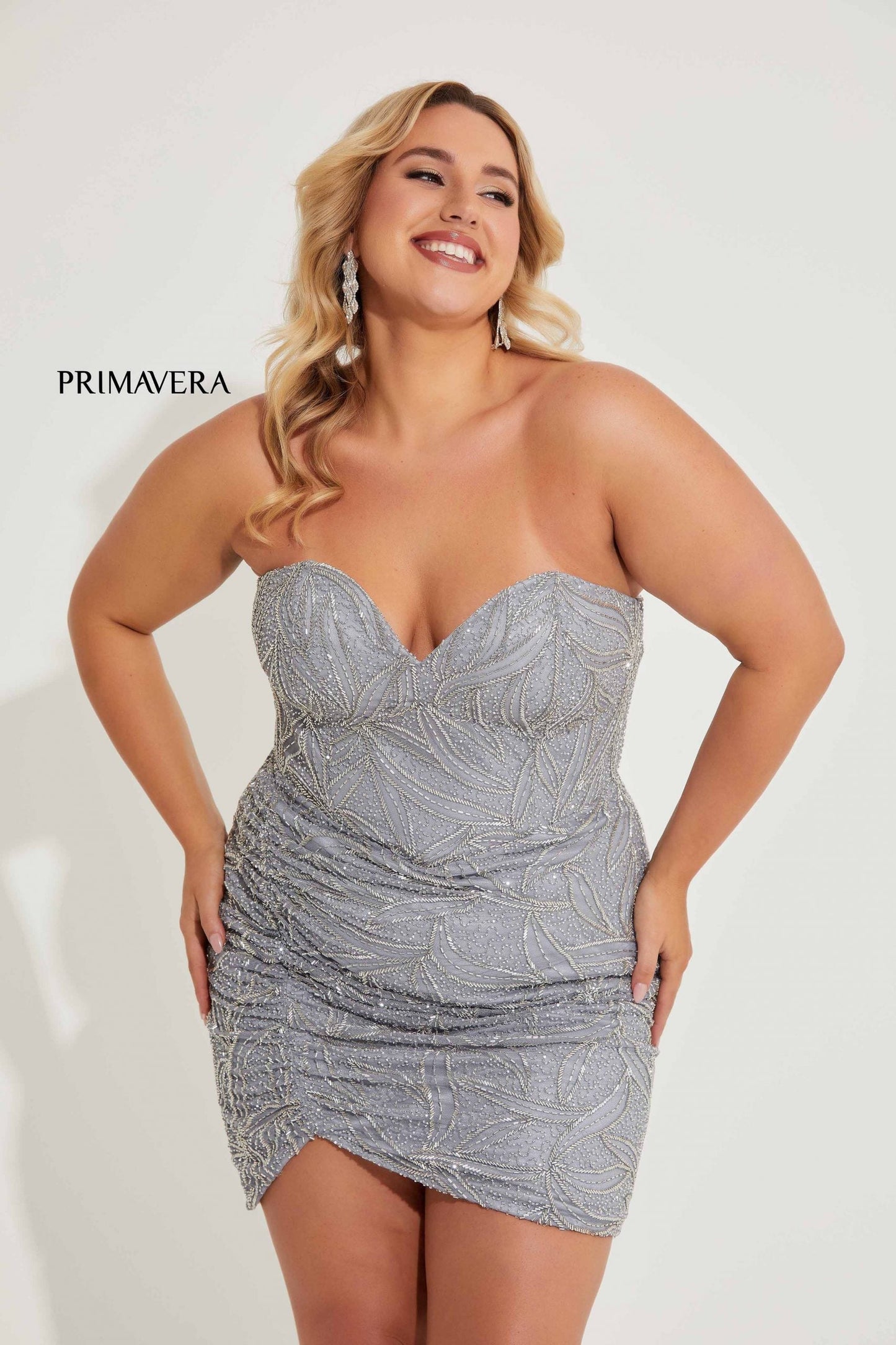 Plus Size Dresses Plus Size Short Fitted Cocktail Dress Platinum