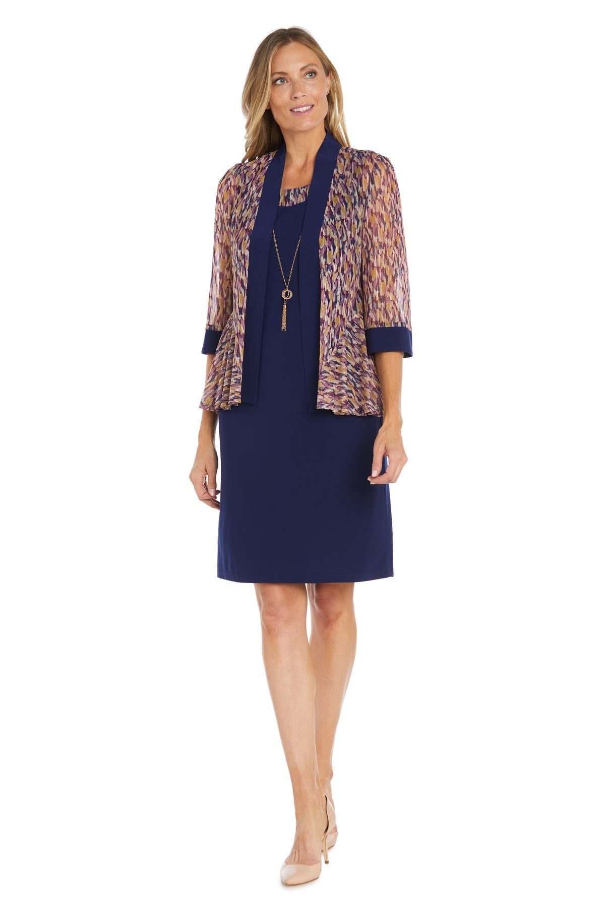 Mother of the Bride Dresses Short Mother of the Bride Jacket Dress Navy/Multi