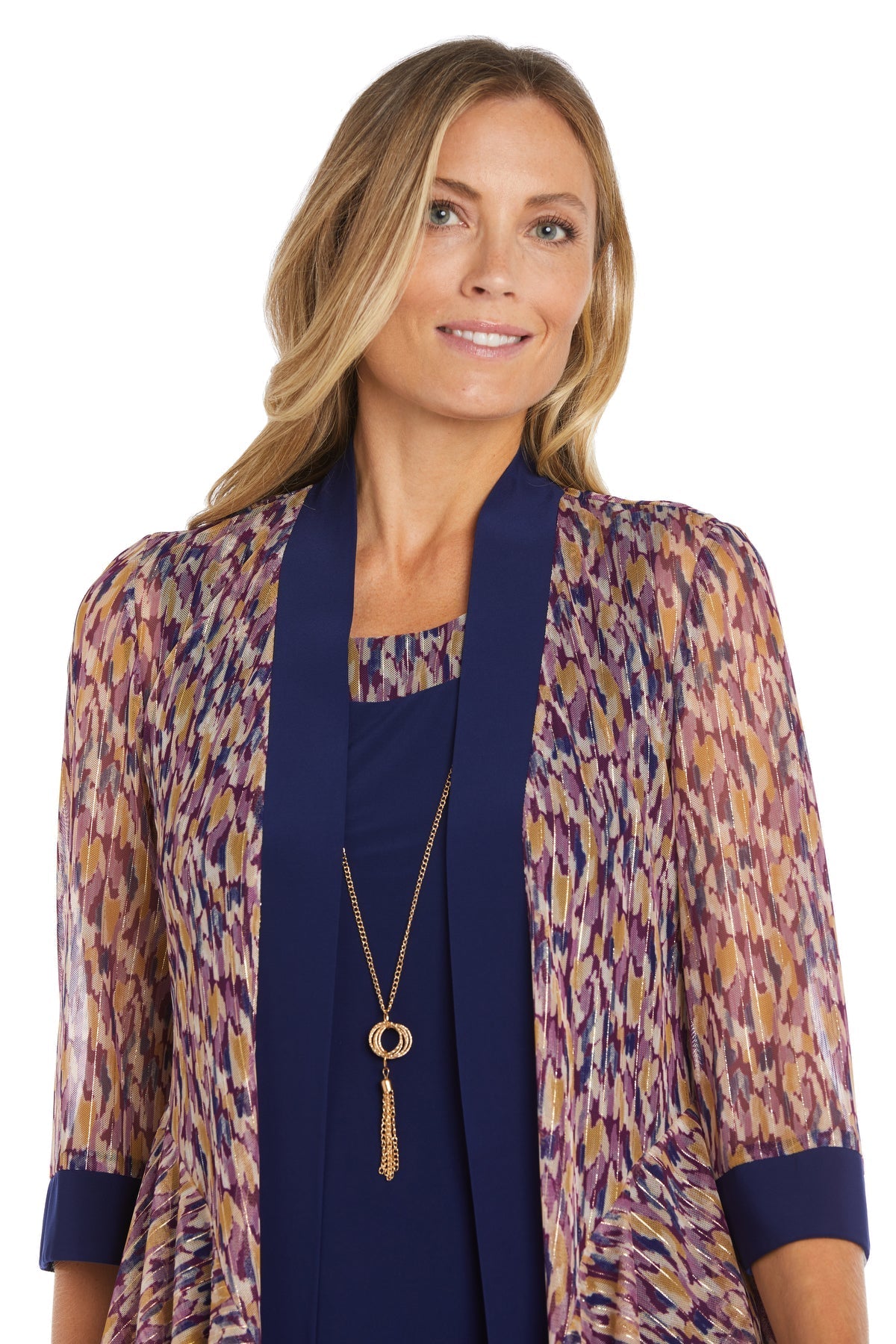 Mother of the Bride Dresses Short Mother of the Bride Jacket Dress Navy/Multi