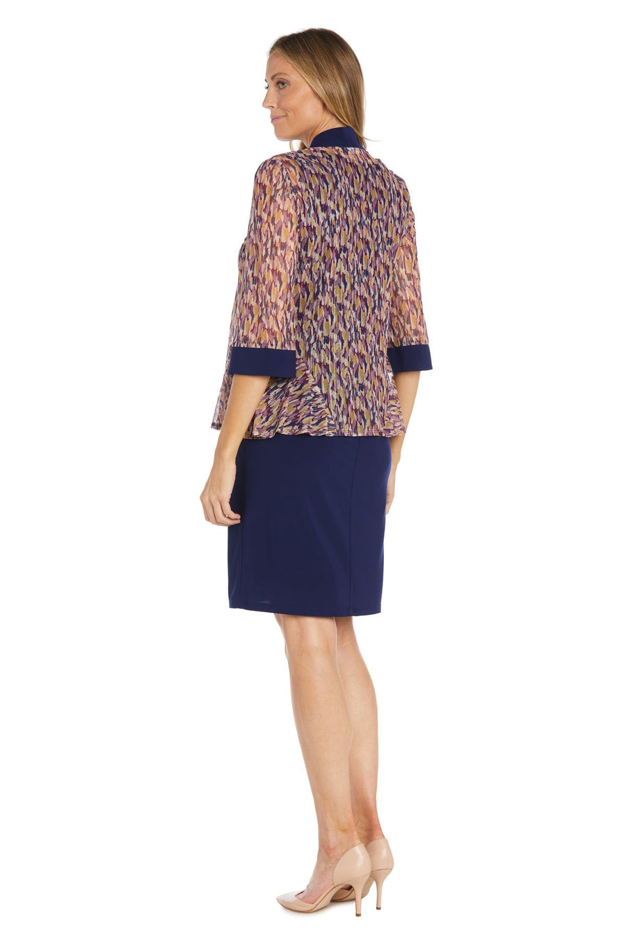 Mother of the Bride Dresses Short Mother of the Bride Jacket Dress Navy/Multi