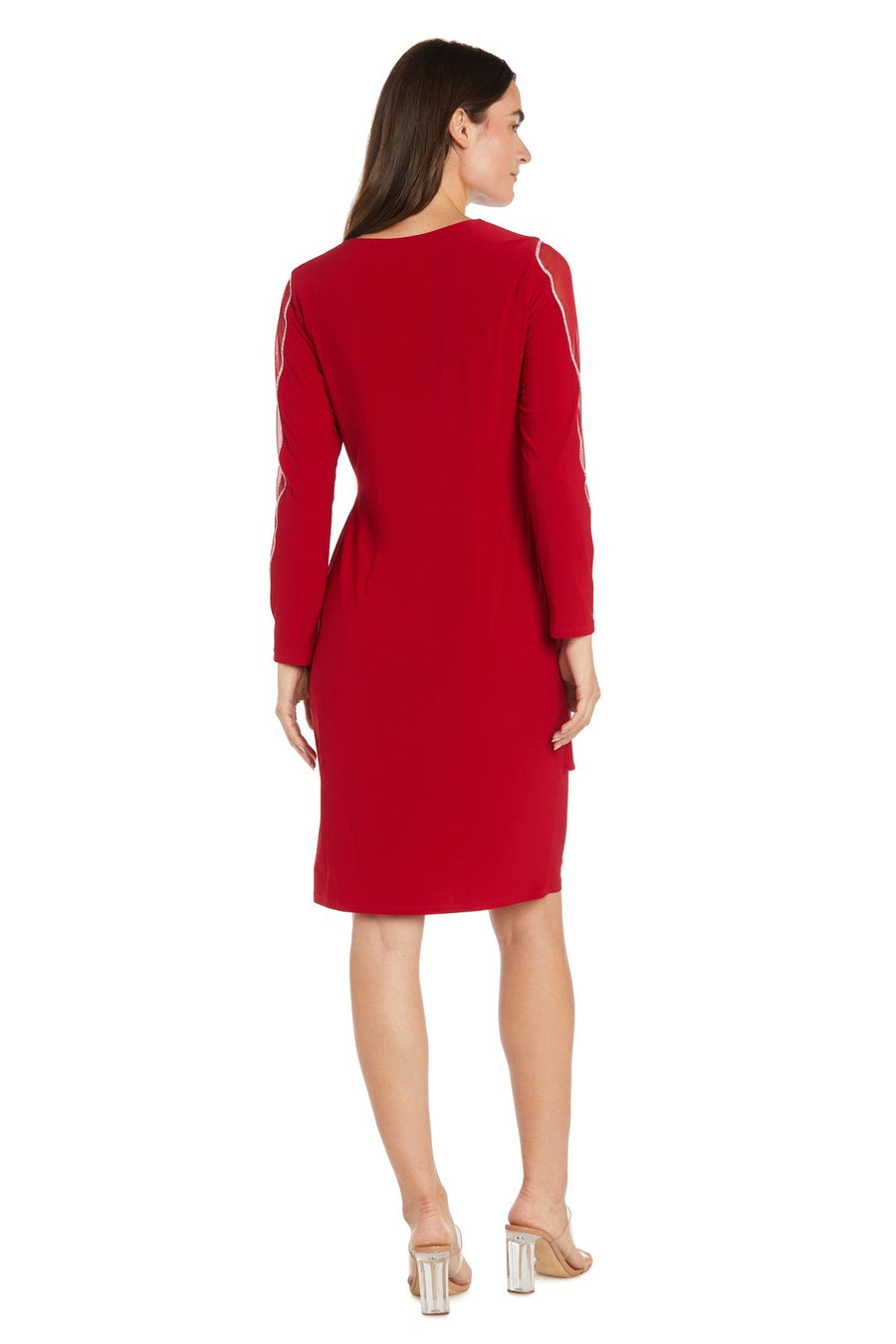 Cocktail Dresses Long Sleeve Fitted Petite Short Cocktail Dress Red