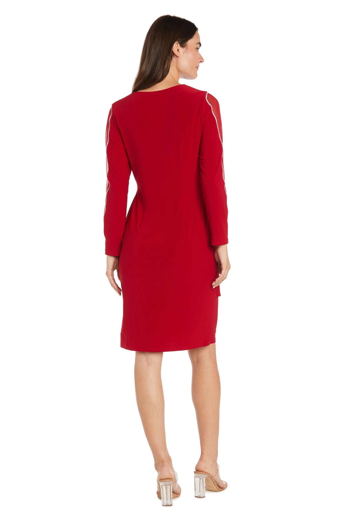 Cocktail Dresses Long Sleeve Fitted Petite Short Cocktail Dress Red