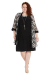 Plus Size Dresses Mother of the Bride Plus Size Geometric Swing Jacket Dress Black/White