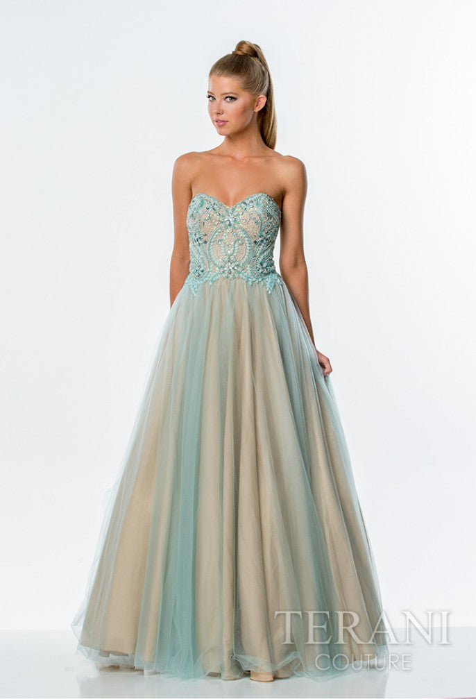 Prom Dresses Long Ball Gown Layered Formal Prom Dress Mint Nude