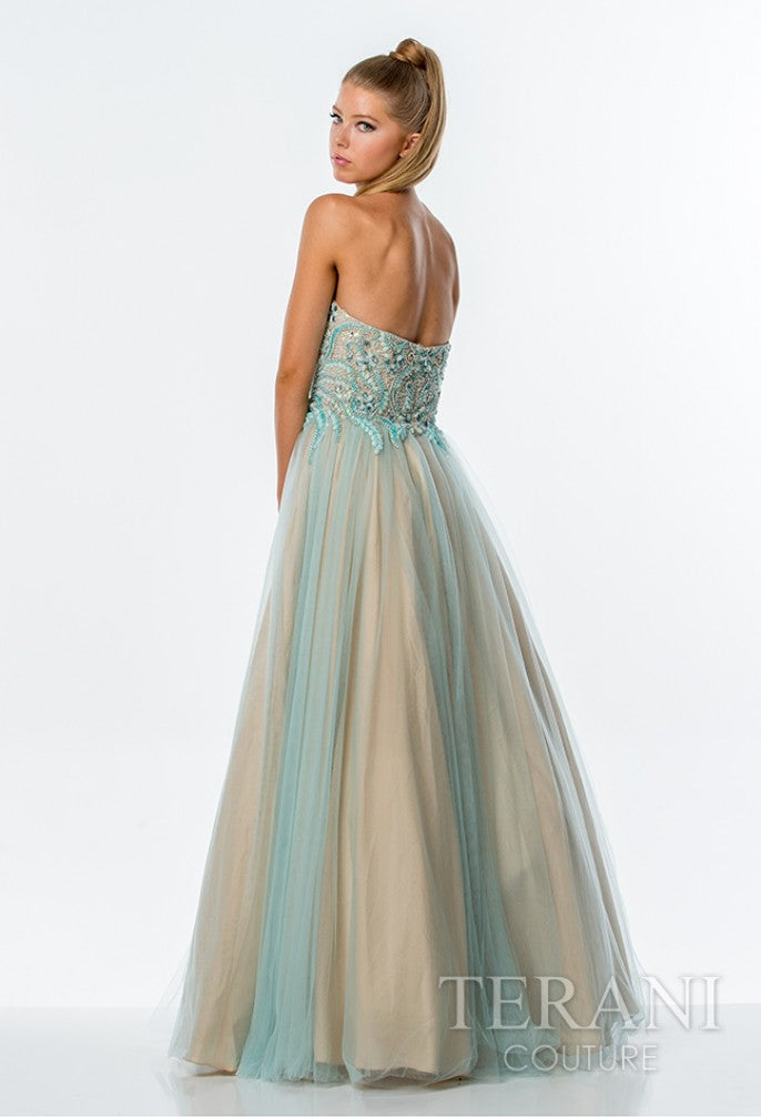 Prom Dresses Long Ball Gown Layered Formal Prom Dress Mint Nude