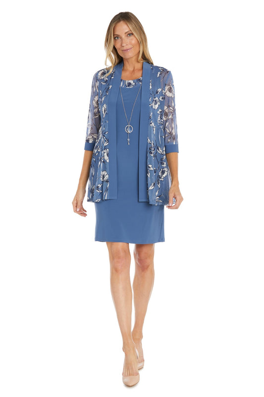 Mother of the Bride Dresses Short Puff Print Jacket Mother of the Bride Dress Wedgewood