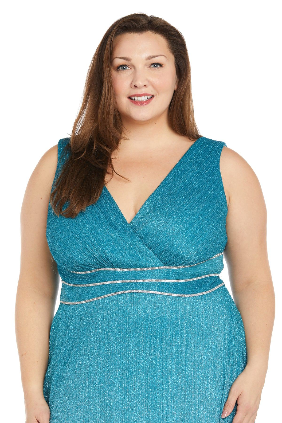 Plus Size Dresses Long Plus Size Pleated Formal Dress Turquoise