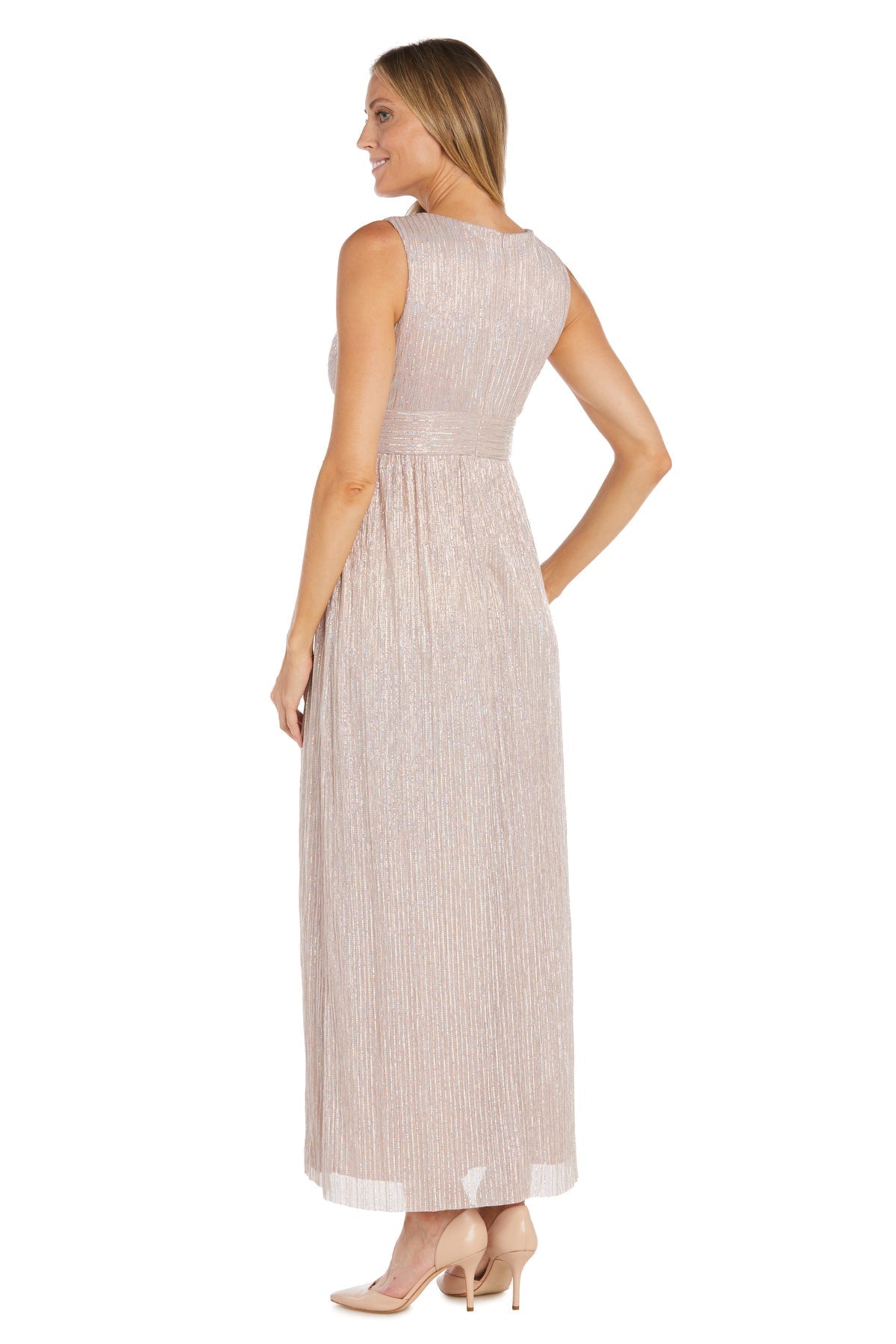 Formal Dresses Petite Long Formal Metallic Jacket Dress Blush