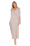 Formal Dresses Long Pleated Formal  Metallic Jacket Dress Blush