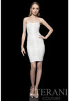 Cocktail Dresses Short Fitted Cocktail Mini Dress Ivory Nude