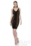 Cocktail Dresses Fitted Short Beaded Cocktail Dress Black Nude