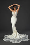 Wedding Dresses Long Beaded Lace Wedding Fitted Mermaid Dress Off White