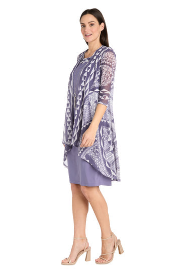 Mother of the Bride Dresses Two Piece Short Printed Mother of the Bride Dress Lavender