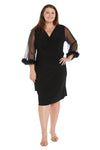 Plus Size Dresses Short Feather Trim Plus Size Cocktail Dress Black