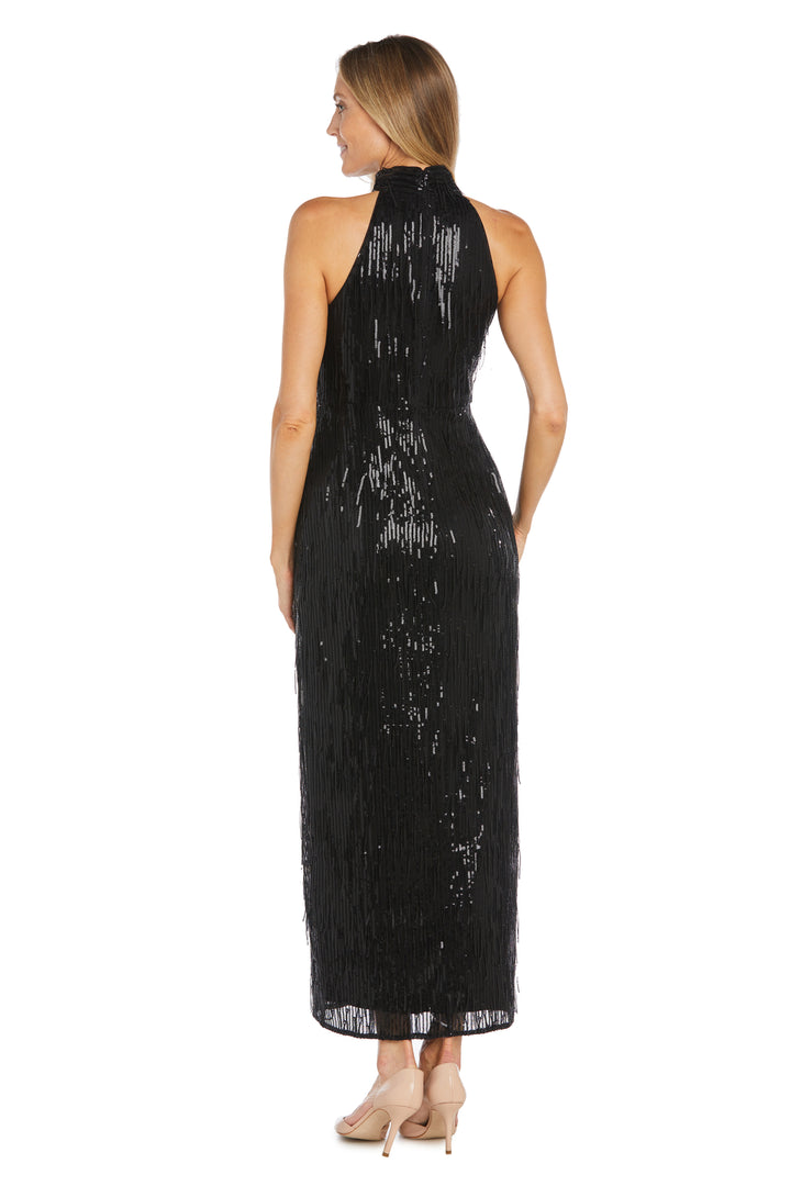 Formal Dresses Long Formal Halter Fringe Sequin Dress Black