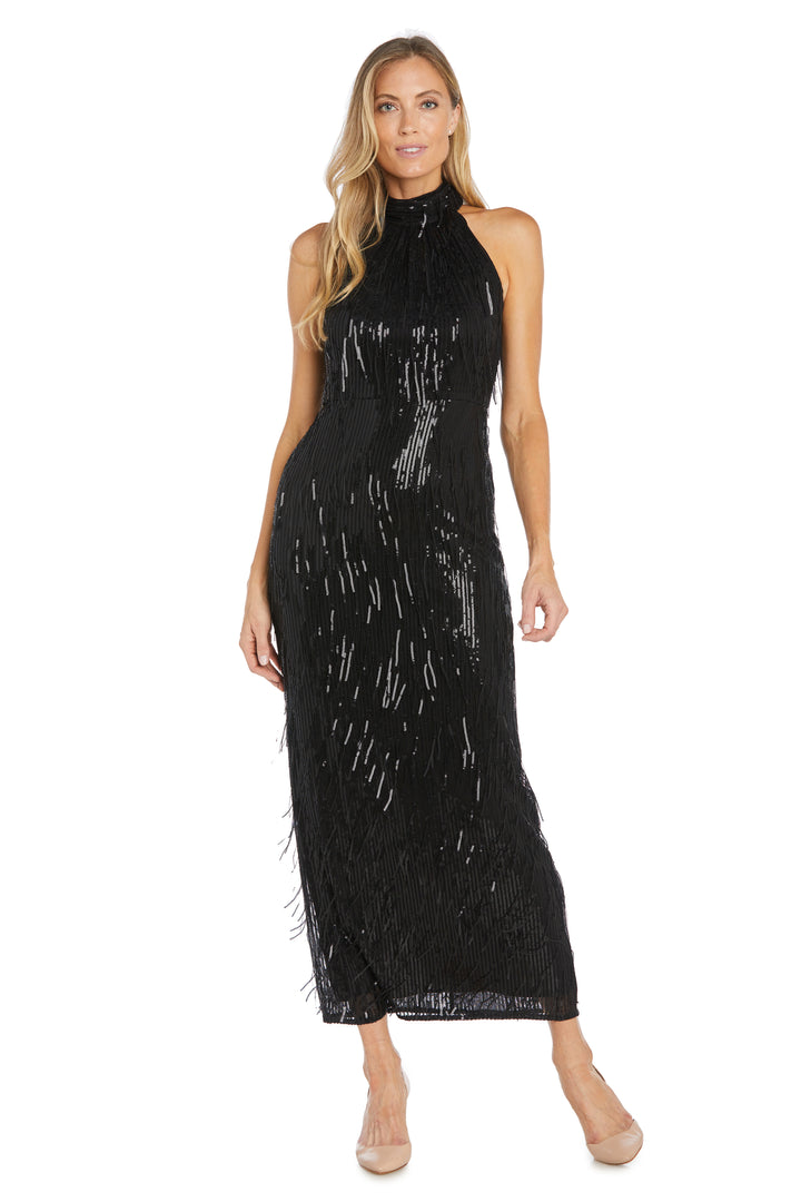 Formal Dresses Long Formal Halter Fringe Sequin Dress Black