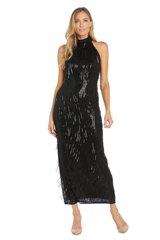 Formal Dresses Long Formal Halter Fringe Sequin Dress Black
