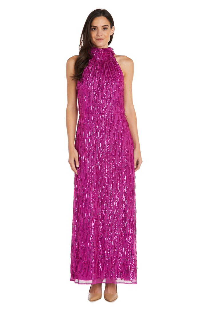 Formal Dresses Long Formal Halter Fringe Sequin Dress Fuchsia