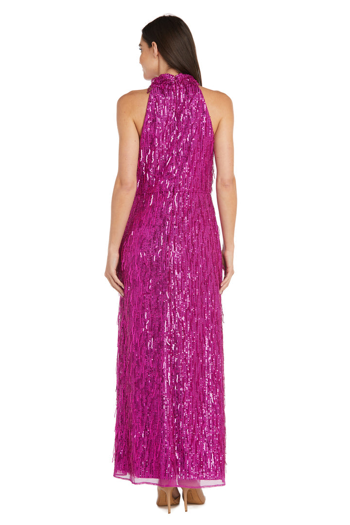 Formal Dresses Long Formal Halter Fringe Sequin Dress Fuchsia