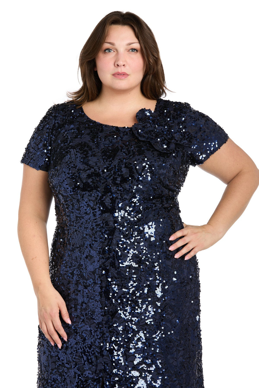 Plus Size Dresses Long Plus Size Formal Sequin Mother of the Bride Dress Navy