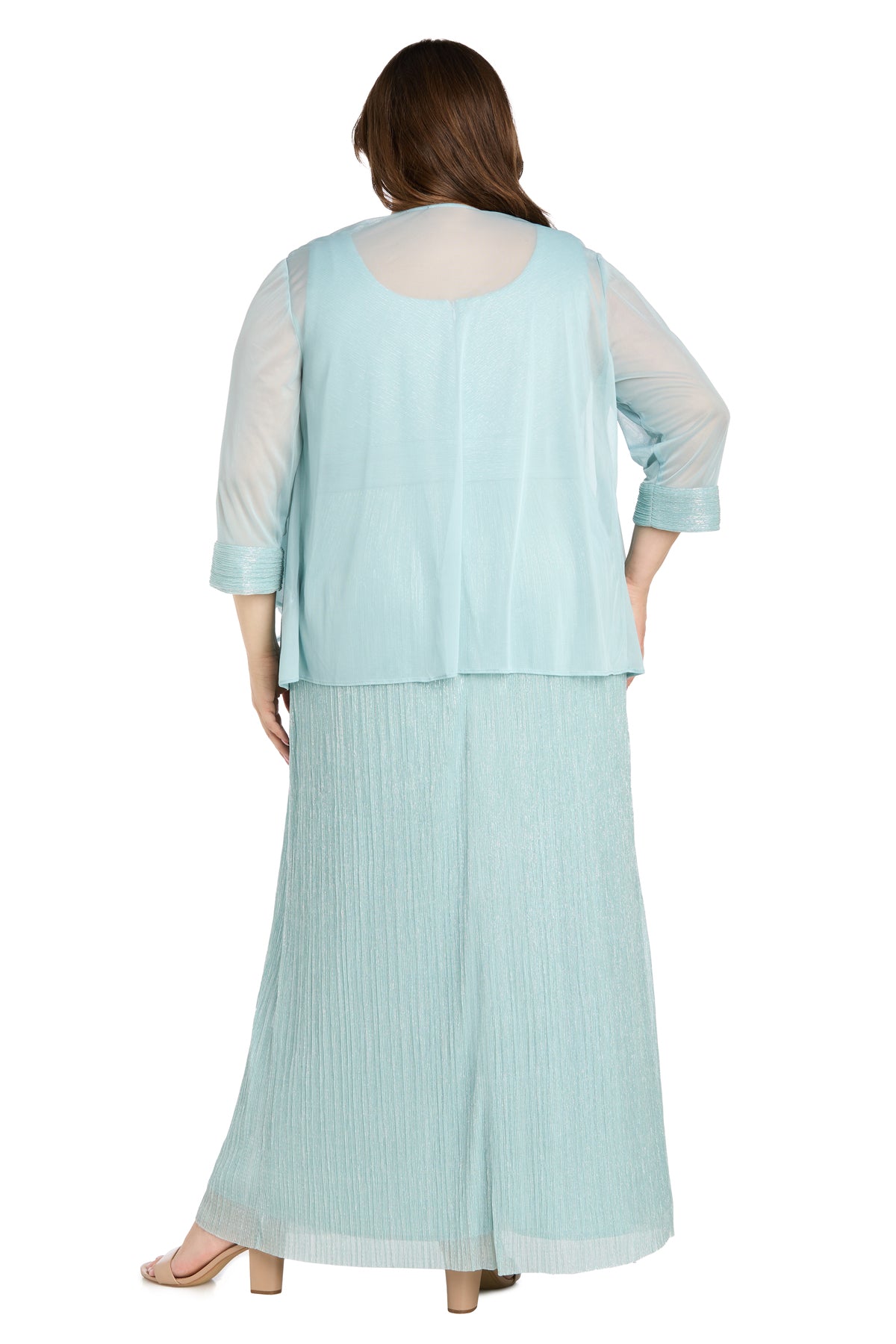 Plus Size Dresses Long Formal Plus Size Cape Metallic Dress Seafoam