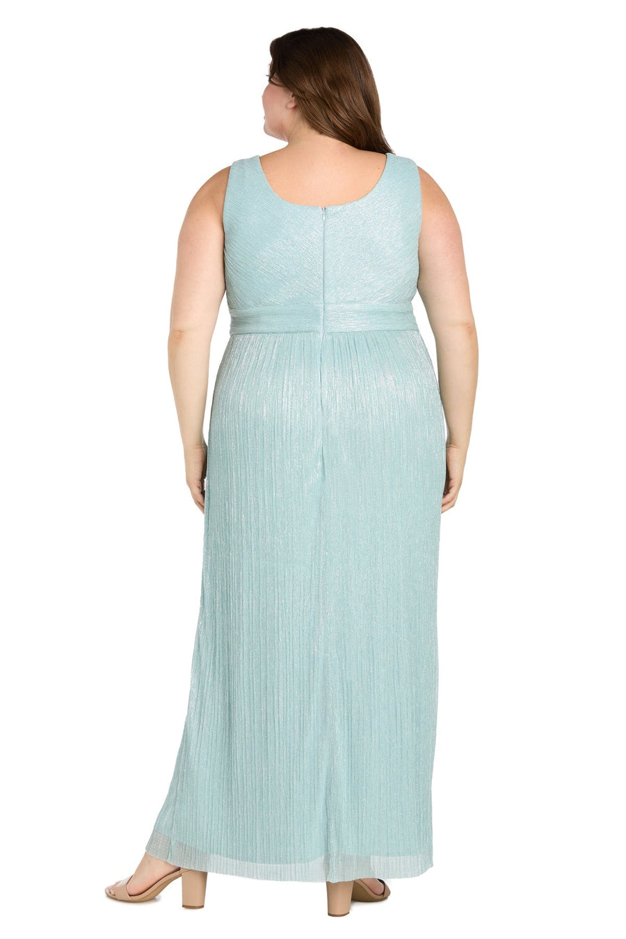 Plus Size Dresses Long Formal Plus Size Cape Metallic Dress Seafoam