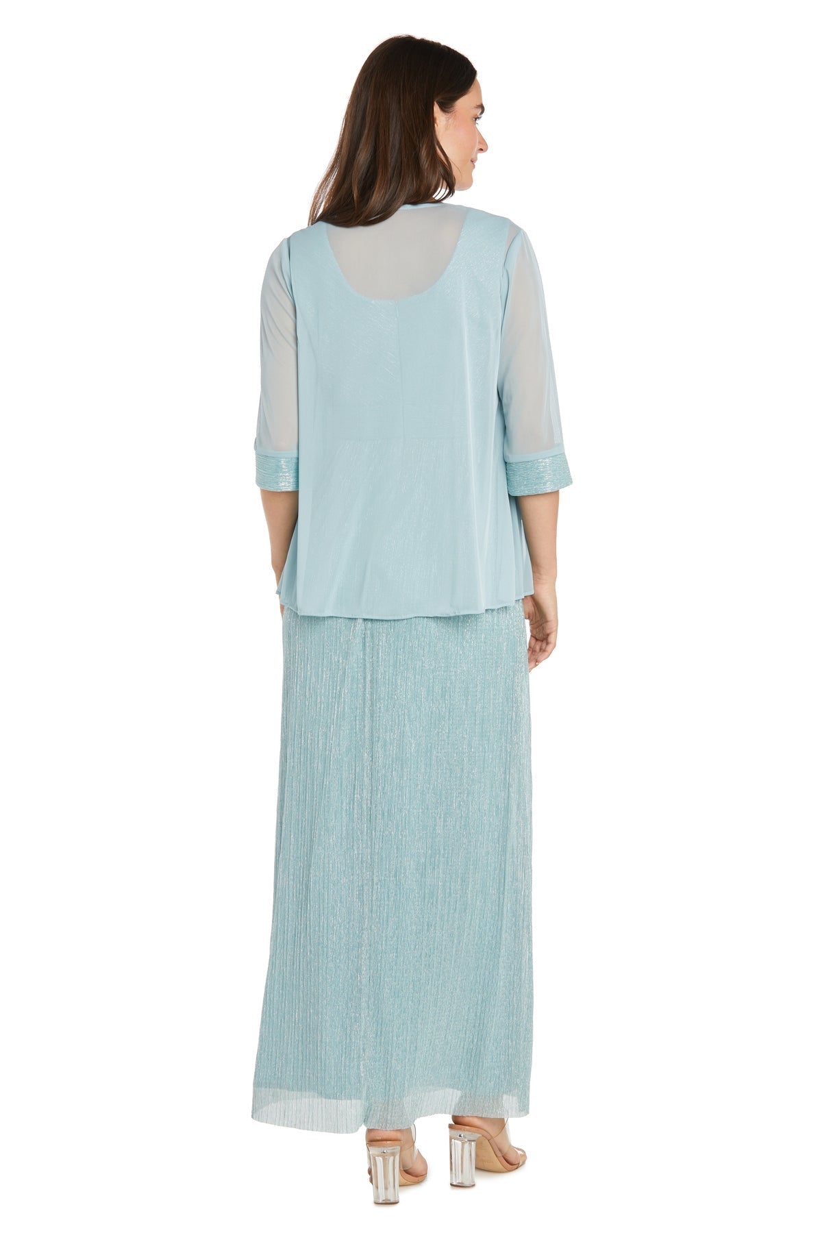 Formal Dresses Formal Long Metallic Evening Cape Dress Seafoam