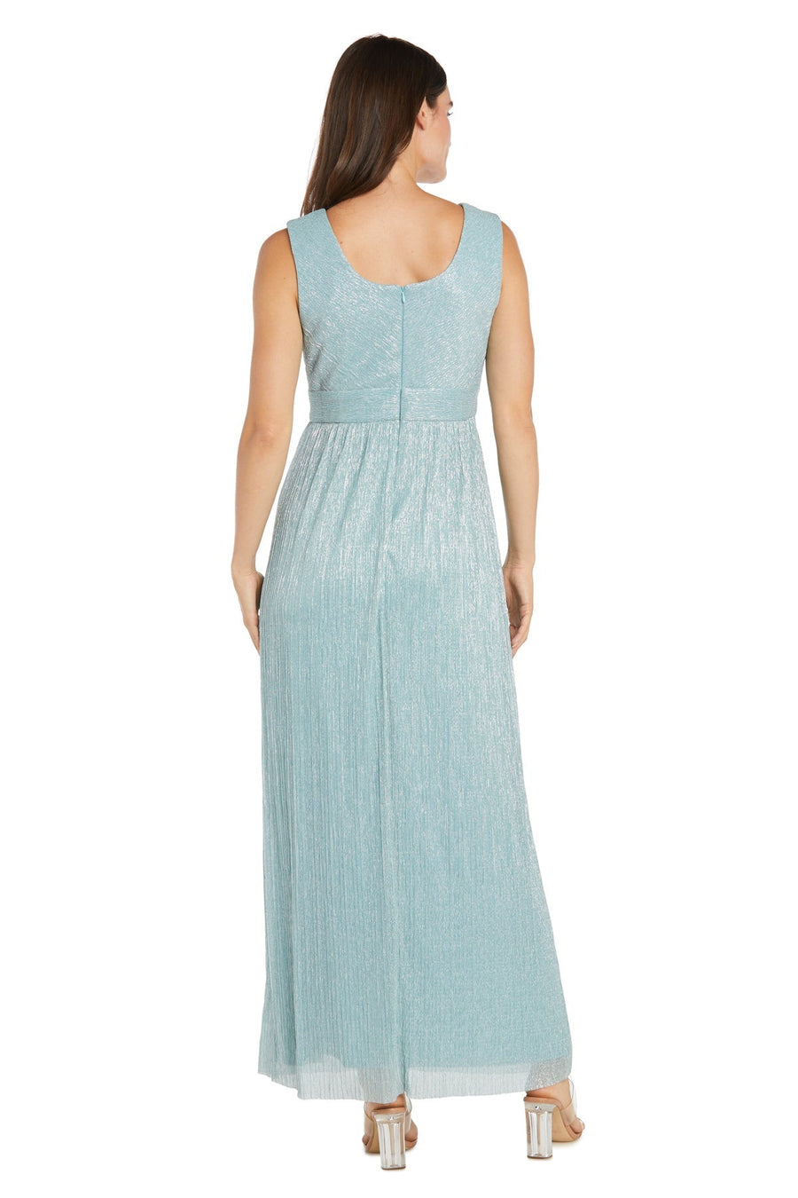 Formal Dresses Long Formal Metallic Cape Evening Dress Seafoam