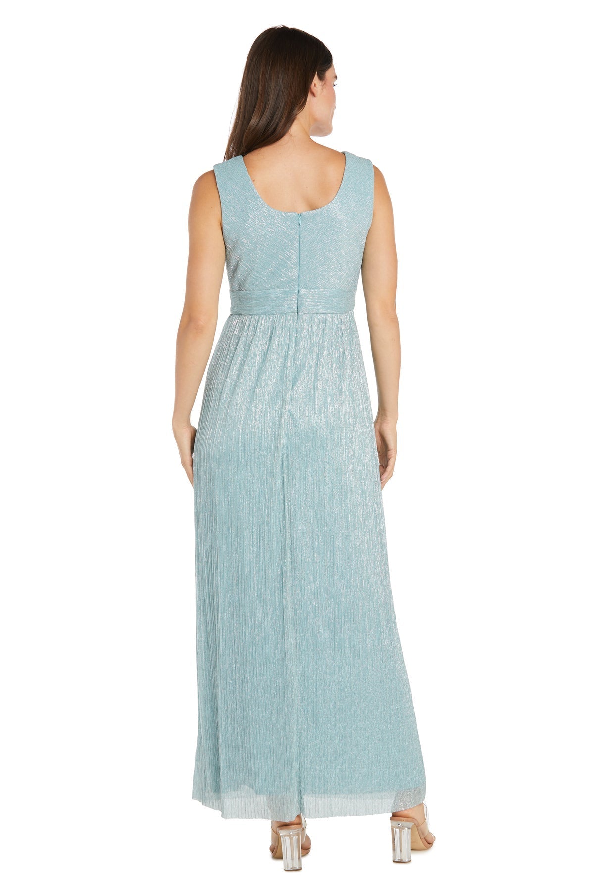 Formal Dresses Long Formal Metallic Cape Evening Dress Seafoam