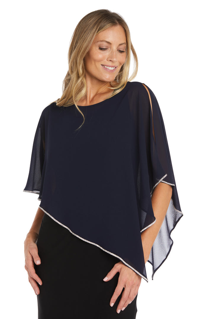 Mother of the Bride Dresses Mother of the Bride Rhinestone Trim Poncho Navy