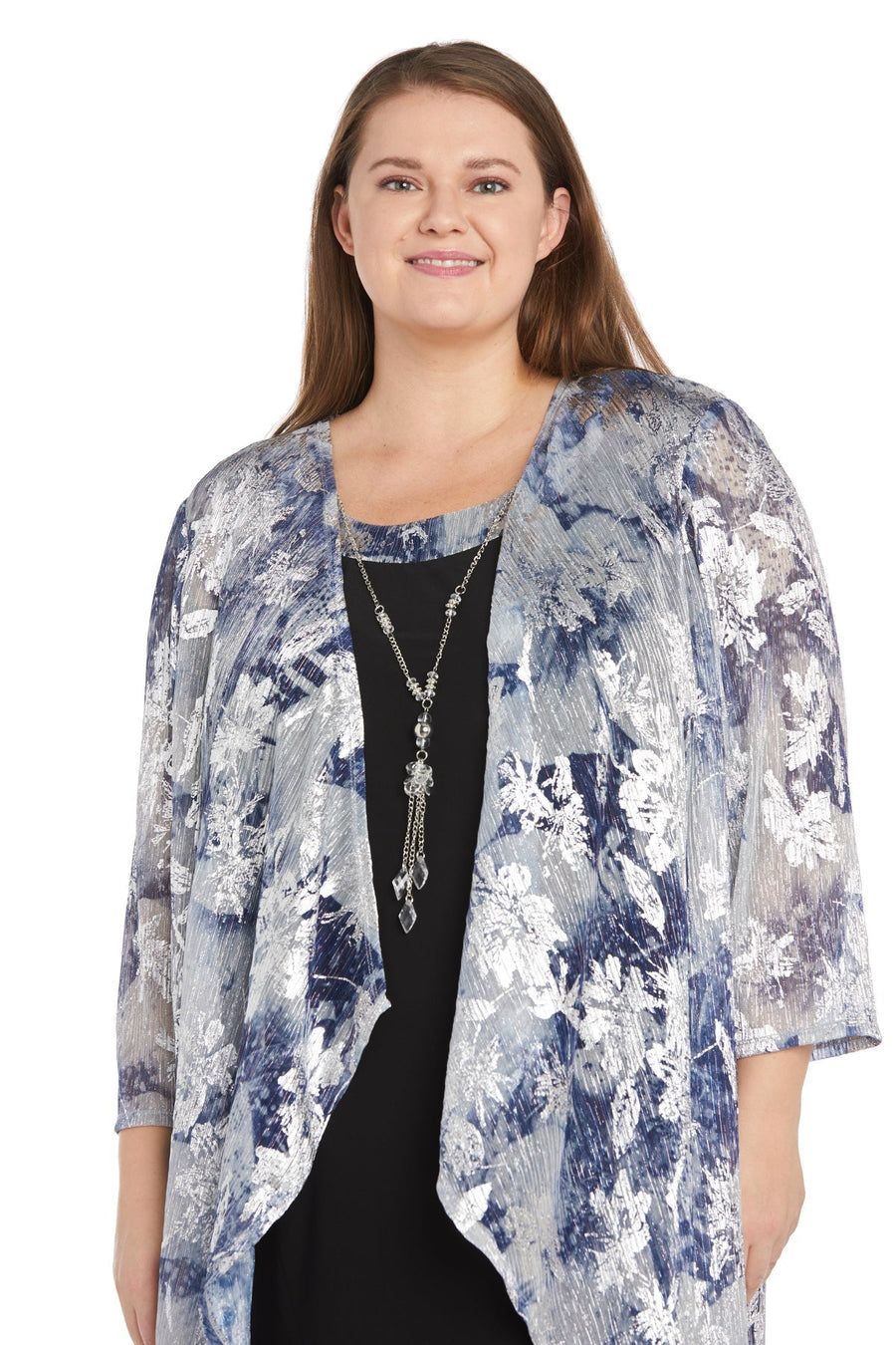 Mother of the Bride Dresses Short Mother of the Bride Dress Metallic Jacket Dress Navy/Silver