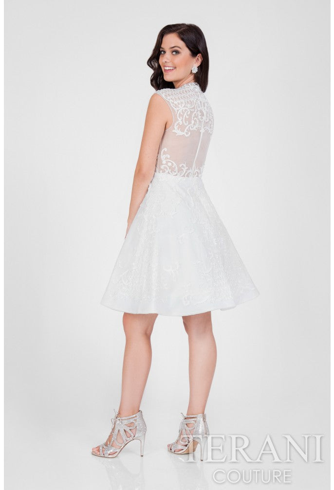 Cocktail Dresses Beaded Short A Line Mini Cocktail Dress Ivory