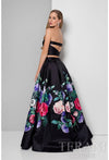 Prom Dresses A Line Floral Long Formal Pleated Prom Dress Black Multi