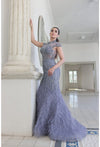 Terani Couture Fitted Long Prom Dress 1721GL4446 - The Dress Outlet Vintage Blue
