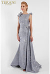 Prom Dresses A Line Lace Long Formal Floral Ruffle Prom Dress Sliver