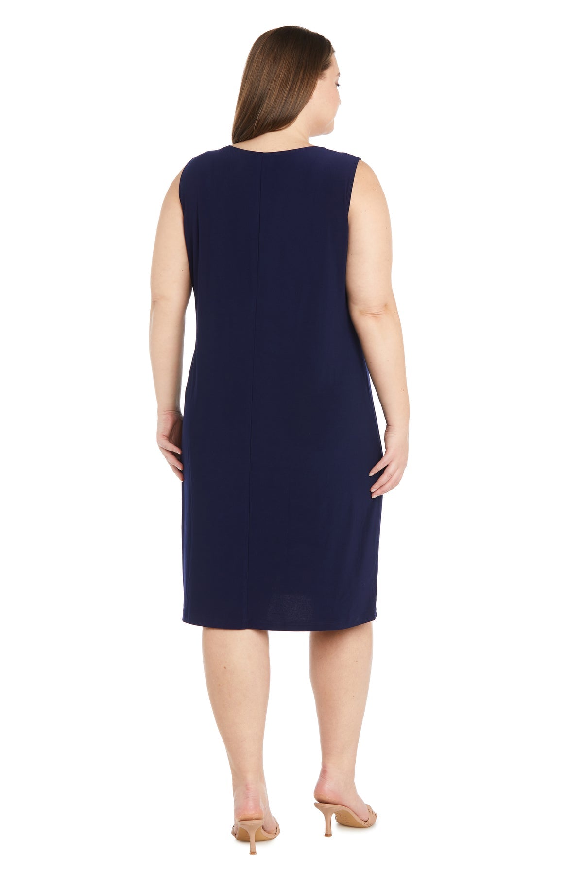 Plus Size Dresses Plus Size Short Printed Jacket Dress Navy/Coral