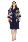Plus Size Dresses Plus Size Short Printed Jacket Dress Navy/Coral