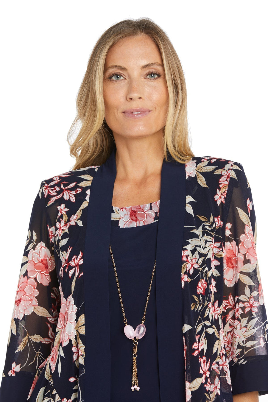 Mother of the Bride Dresses Short Printed Jacket Mother of the Bride Plus Size Dress Navy/Coral