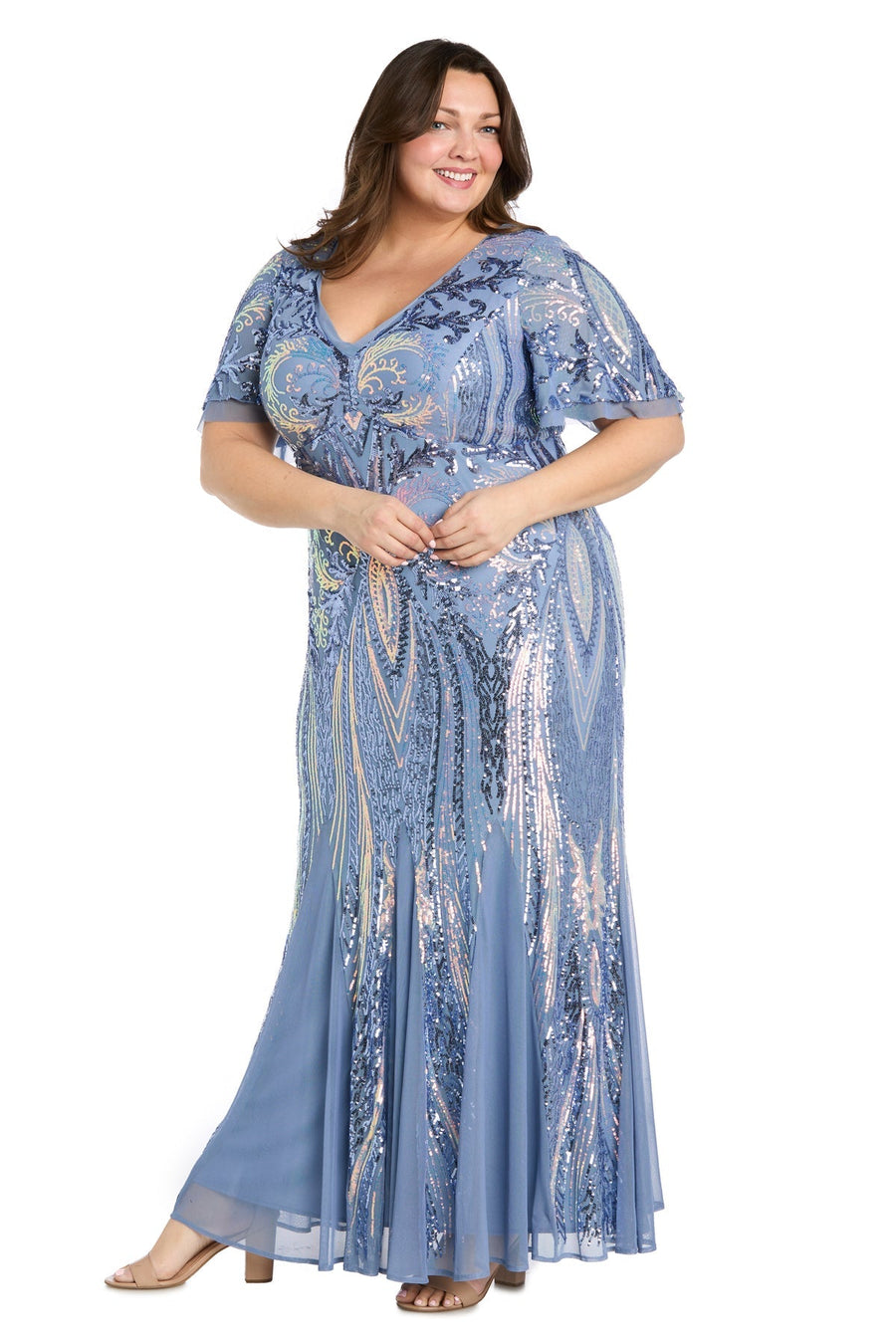 Plus Size Dresses Long Formal Plus Size Sequin Evening Dress Wedgewood
