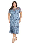 Plus Size Dresses Plus Size Midi Floral Cocktail Dress Periwinkle/Navy