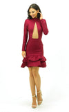 Cocktail Dresses Fitted Long Sleeve Homecoming Short Cocktail Dress Burgundy