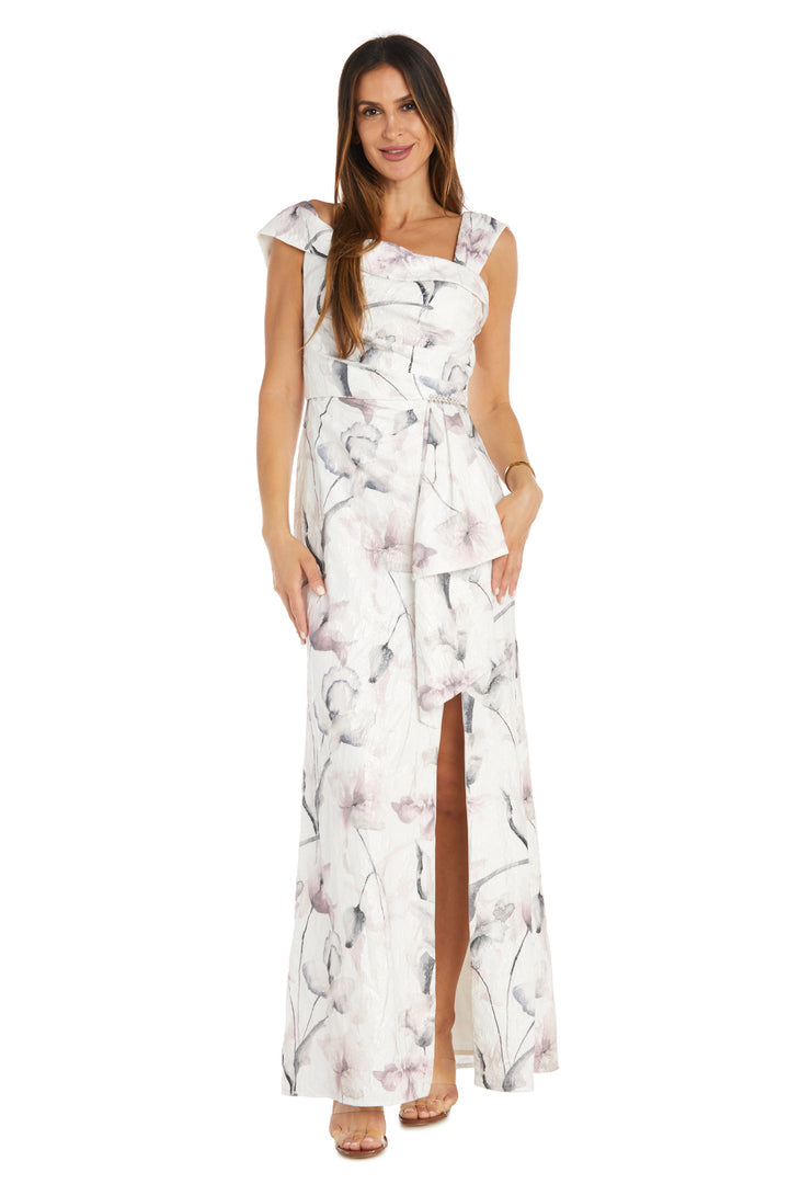 Mother of the Bride Dresses Long Floral Printed Mother of the Bride Formal Dress Ivory/Pink