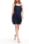 Cocktail Dresses Beaded Short  Cocktail Fringe Mini Dress Navy